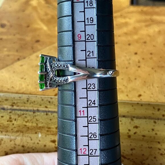 Natural Chrome Diopside Black Spinel Sterling Silver Ring Size 10 - Picture 9 of 10